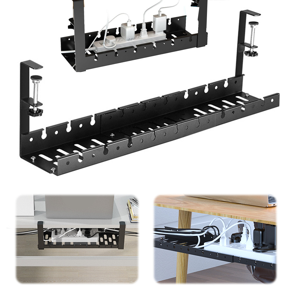 Retractable Under Desk Cable Management Tray Clamp Mounted for Home ...