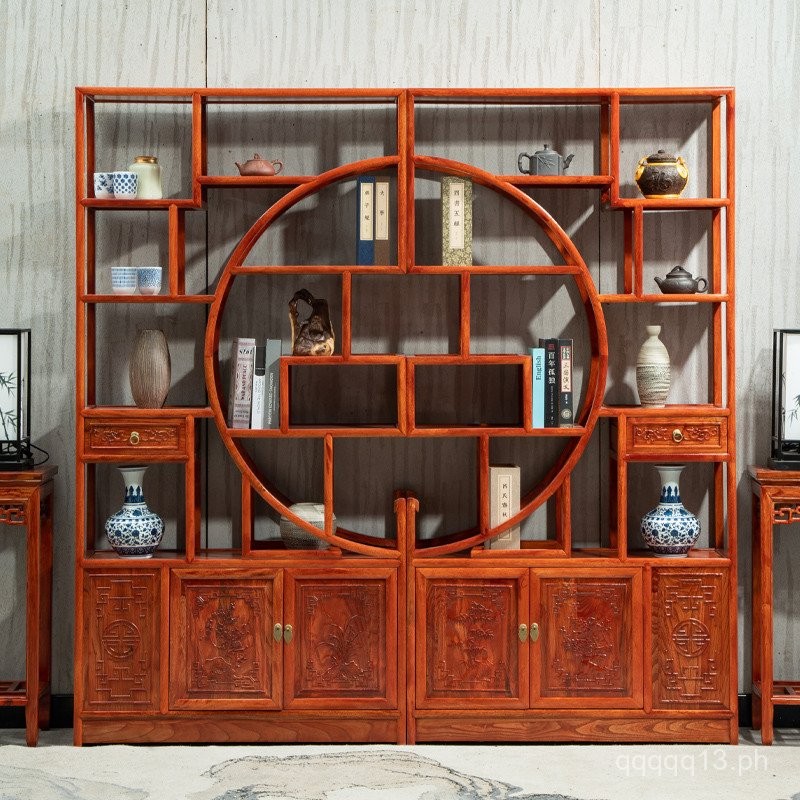 Solid Wood Chinese Style Curio Cabinet Tea Display Cabinet Living Room ...
