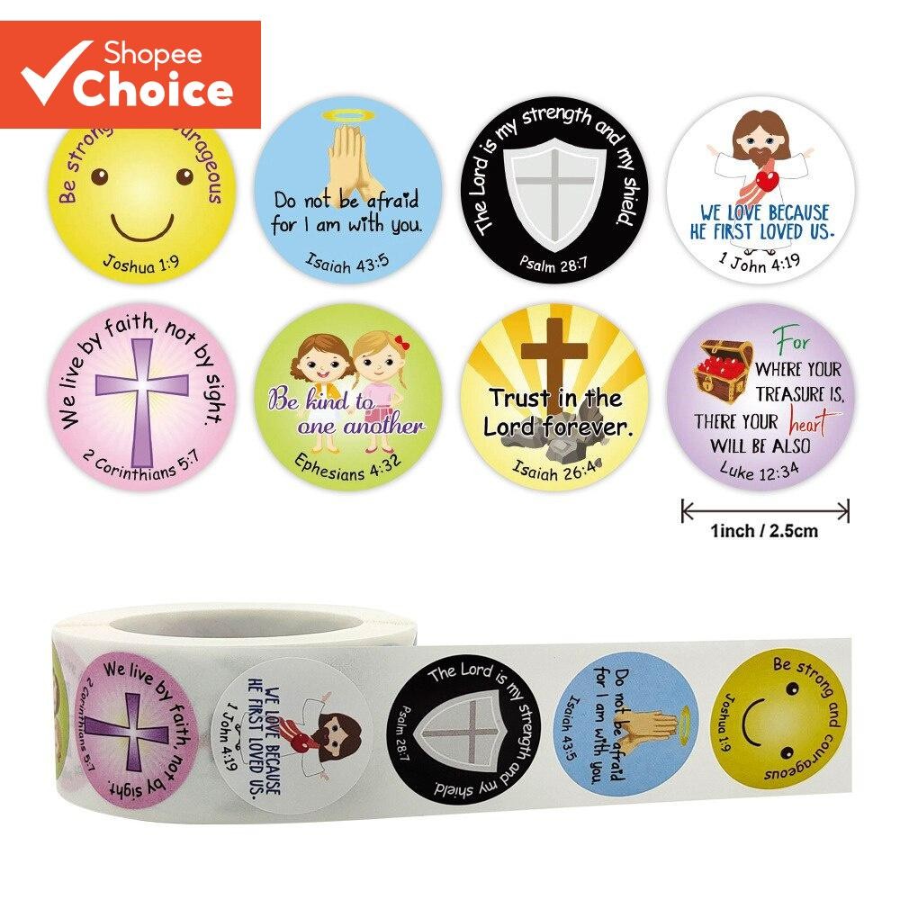 500pcs 2.5cm Christian Stickers Bible Scriptures Faith Prayer God Signs ...