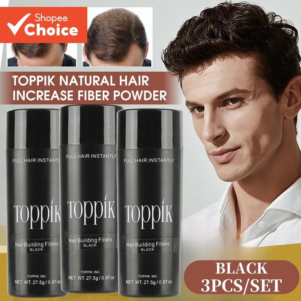 3Pcs/Set Toppik Hair Loss Building Fibers 27.5g Pure Black Hair Line ...