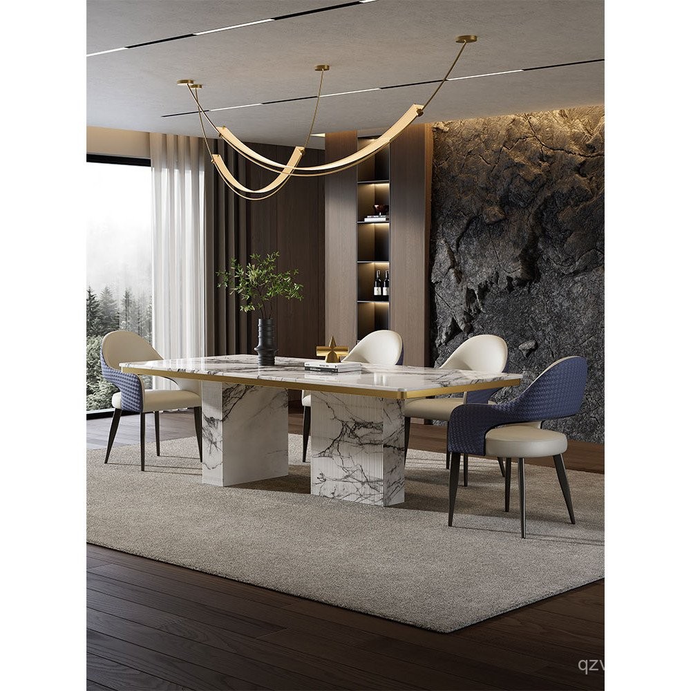 Natural Marble Dining Table and Chair Set High-End European Modern ...