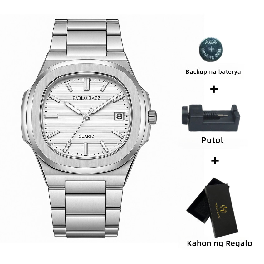 PABLO RAEZ Men’s Square Watch | Waterproof | Stainless Steel Strap ...