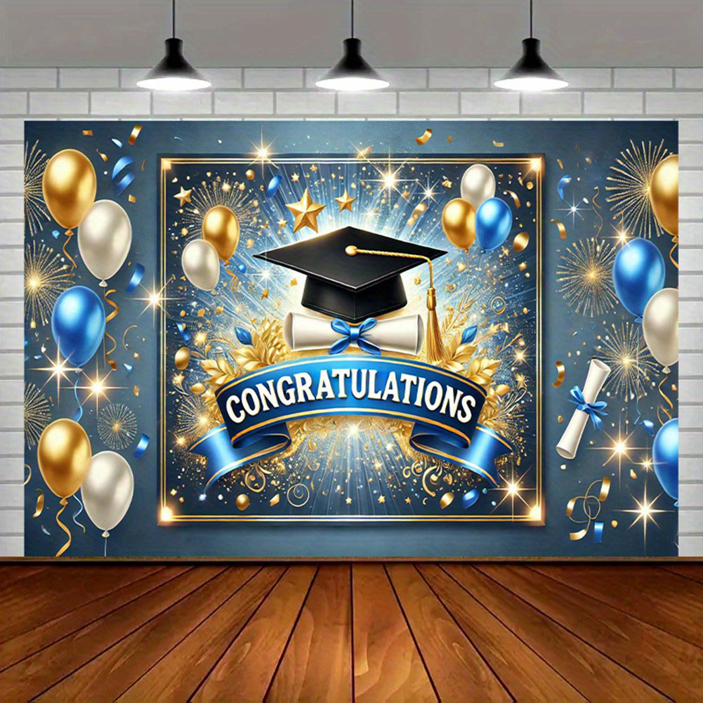 Congrats Photography Background Cloth Backdrop Banner Bachelor Hat ...
