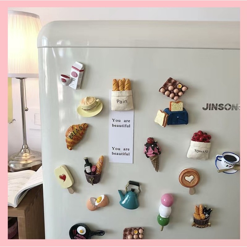Creative Refrigerators Magnetic Stickers Realistic Food Bread Message ...