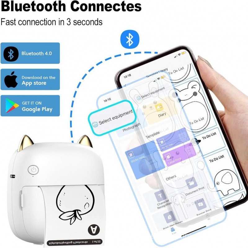 Hot Sale Portable Printer Bluetooth Connection Wireless Mobile Phone ...