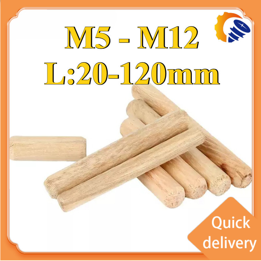 21-Pack Grooved Wooden Dowel Pins – M6, M8 & M10 Sizes, Hardwood Screw Hole Covers For Furniture DIY & Craft