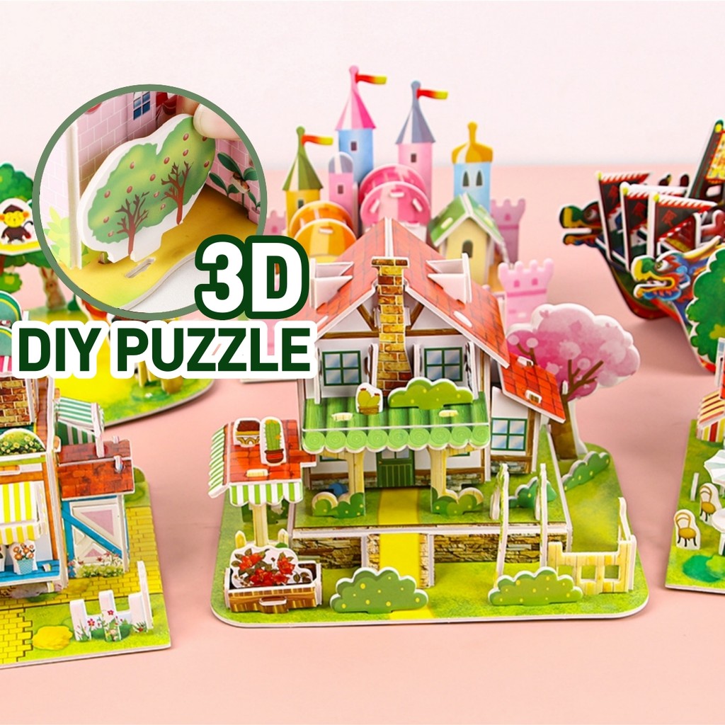 3D DIY Jigsaw Puzzle Paperboard Toy Building House Castle Play Art ...
