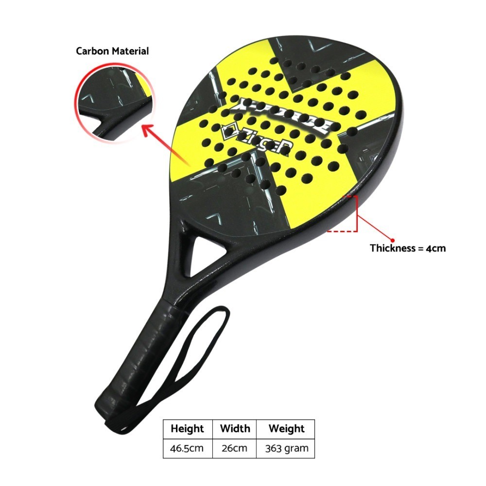 Padel Racket ZIEGER CARBON X-FORCE 363 Gram Bet Bat 100% ORIGINAL ...
