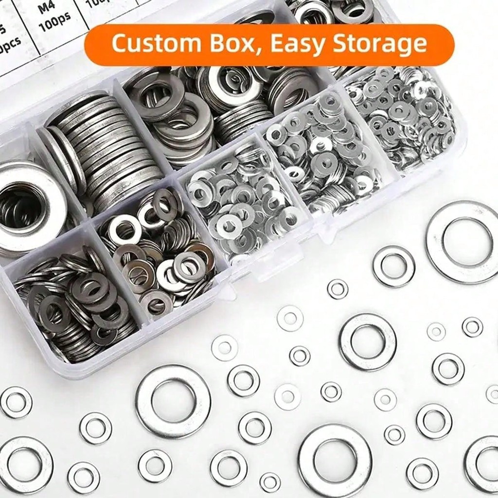 1 box 304 Stainless Steel Flat Washers Set - Perfect For Home Decor ...