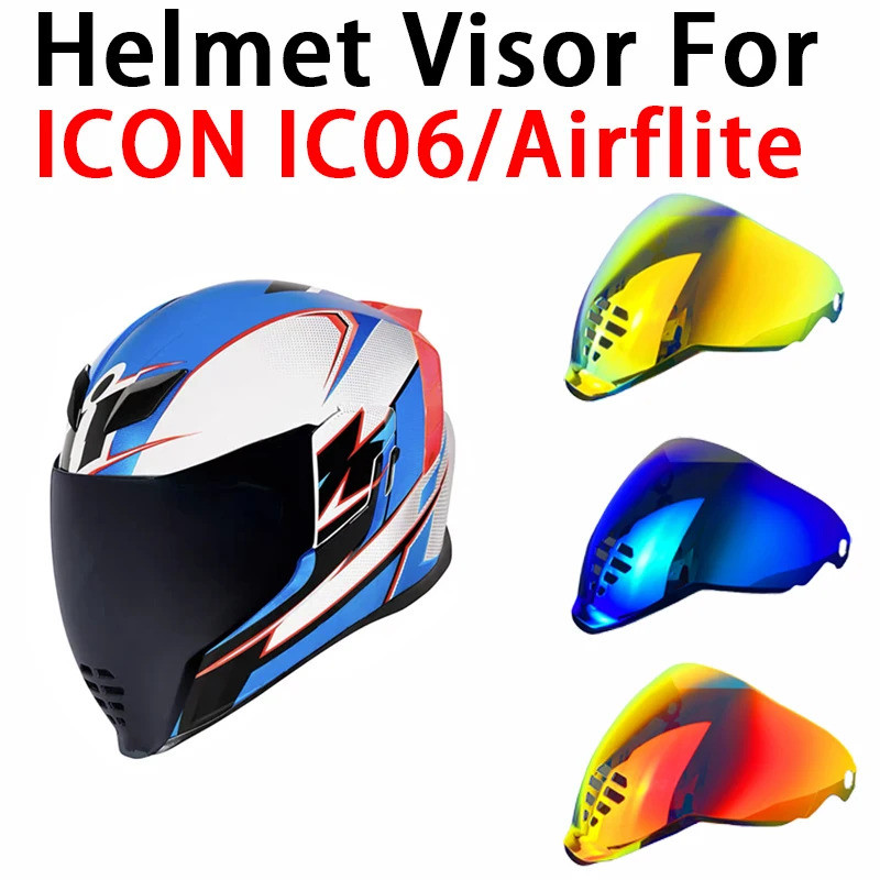 Motorradhelm Visier Für Icon airflite IC06,langlebiges UV Schutz Kratzfest Winddicht Motorradhelm Visier Brillen Ersatzlinse,C