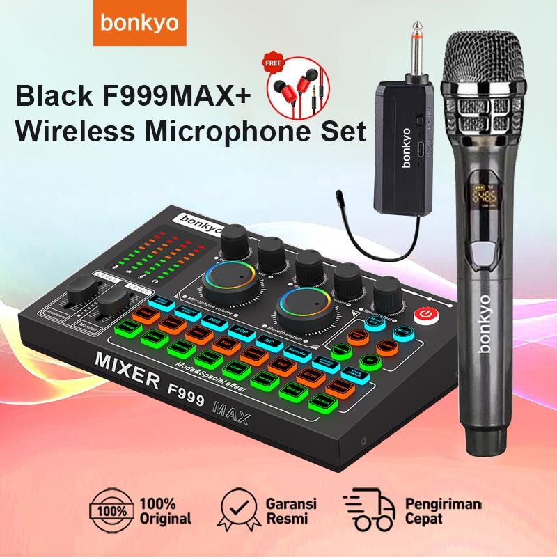 bonkyo F999Max Soundcard Wireless Microphone Full Set-Bluetooth