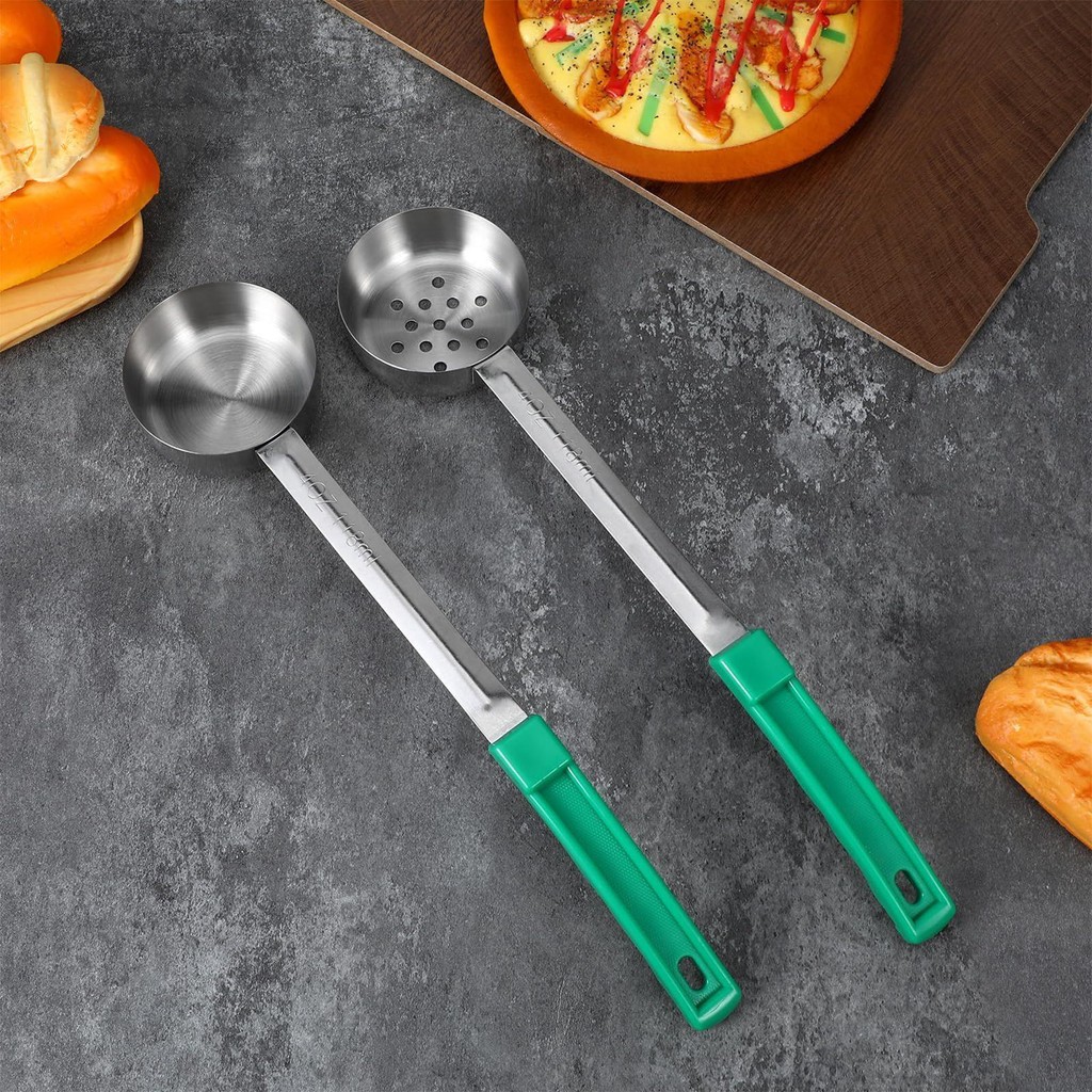 Long Portion Control Serving Spoon 4 oz Measuring Cup Premium Stainless ...