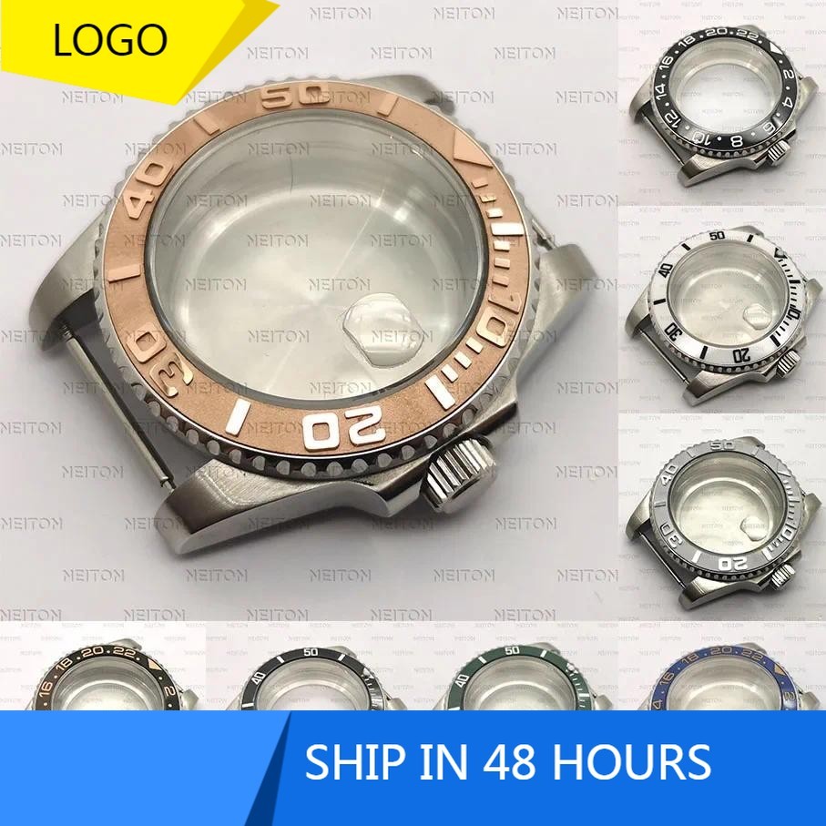 PKJ 40mm Black PVD Case NH35A SUB Black Fit ETA2836 NH35/36 Mingzhu ...