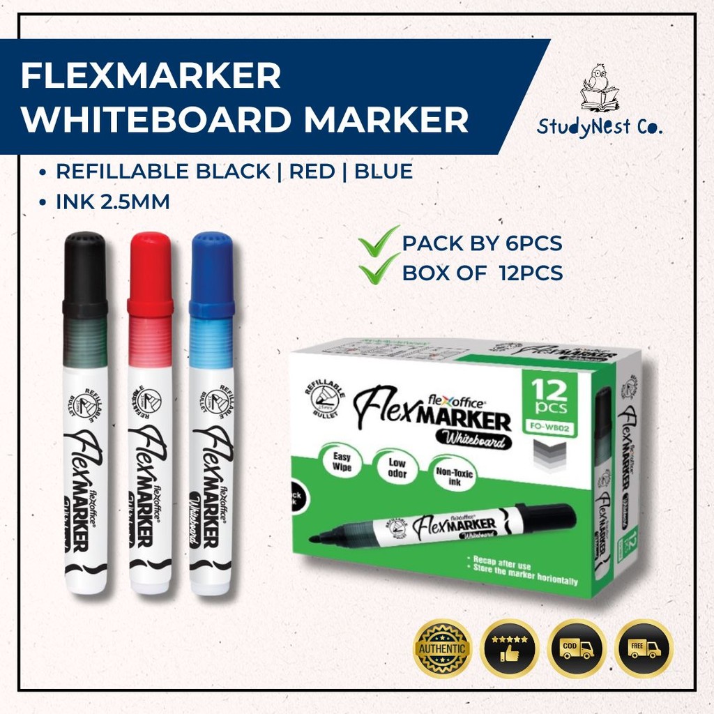 SNCo. | FlexMarker Whiteboard Marker - Refillable Black | Red | Blue ...