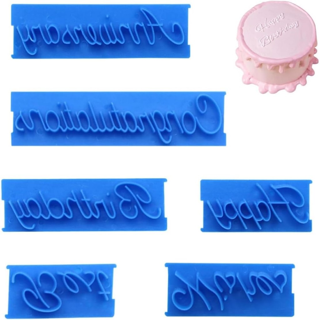 6PCS Cake Words Stamp Cake Writing Tools Happy Birthday Stencil ...