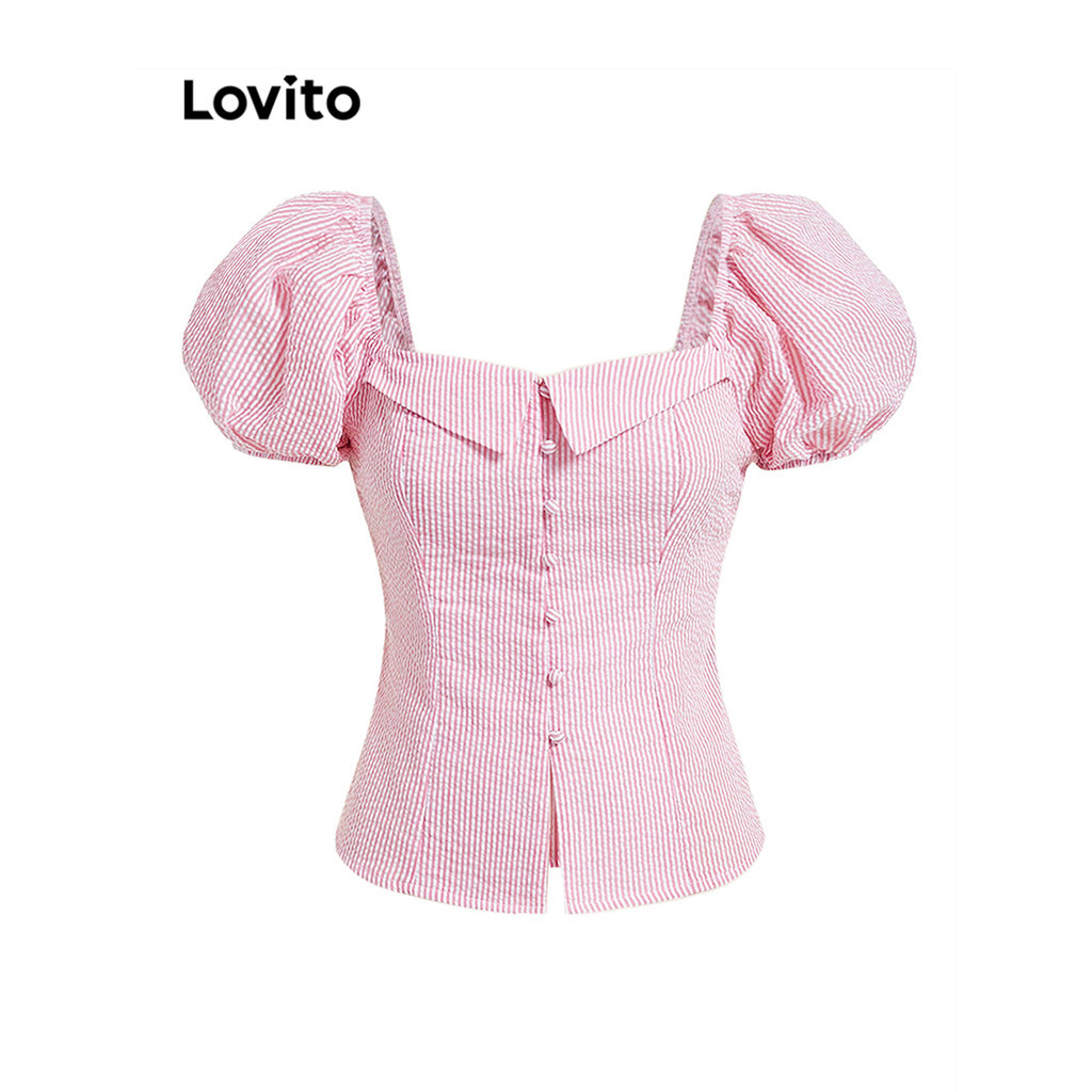 Lovito Women Button Pattern Blouse L61AD027 | Shopee Philippines