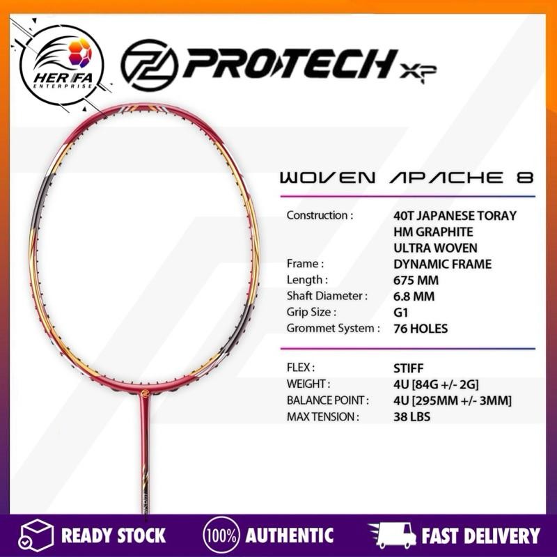 PROTECH Woven Apache 8 4U Badminton Rackets Max Tension 38 LBS | Shopee ...