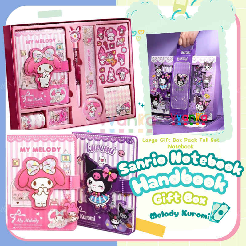 Kuromi Stationery Set Adorable Large Gift Box Pack Full Set Notebook ...
