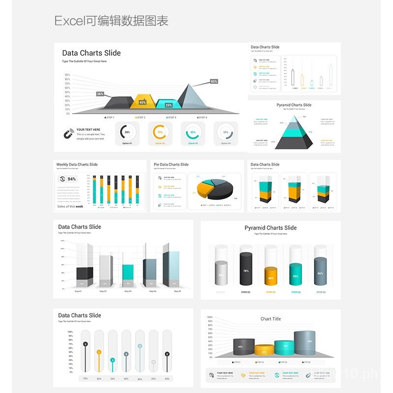 PPT Template Excel Editable Data3d 3D Columnar Radar Chart Triangle ...