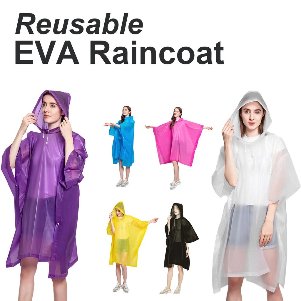 Reusable Women Men Portable Rain Coat Suit Gear Rainwear Poncho Cloak ...