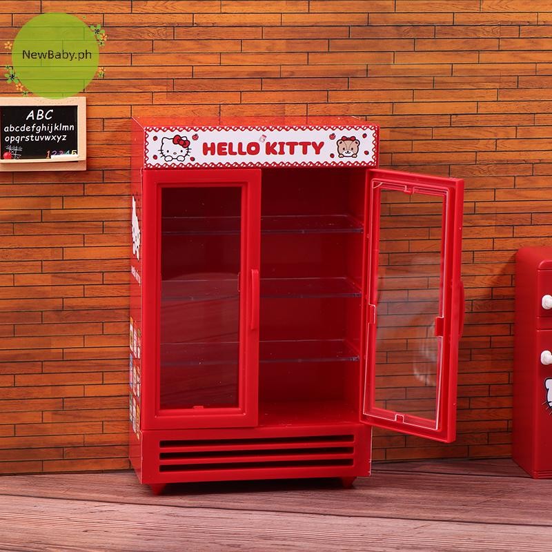 NewBaby Mini Hello Kitty Refrigerator Model 1/12 Dollhouse KT Cat Red ...
