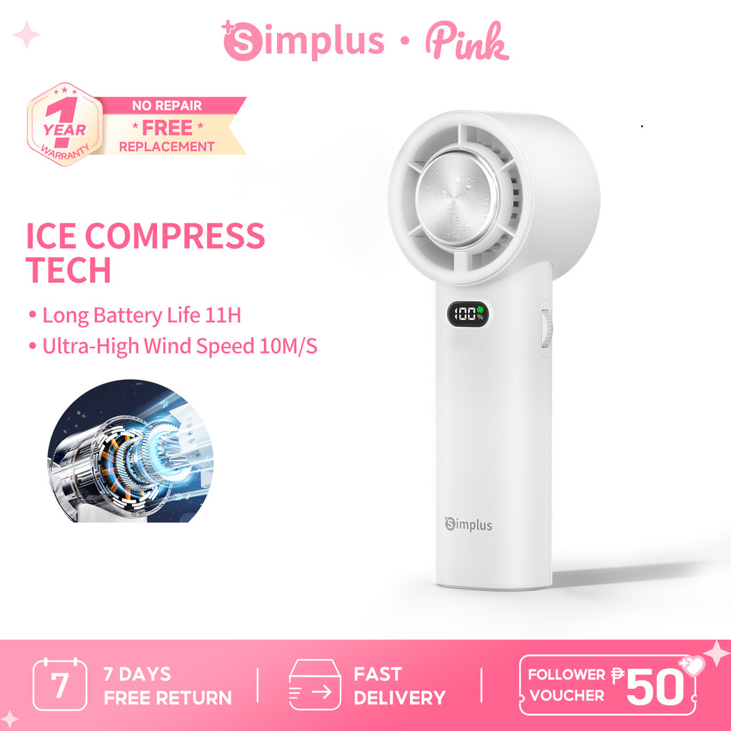SimplusPink Mini Handheld Fan Ice-Cooling Function Portable With Cool ...