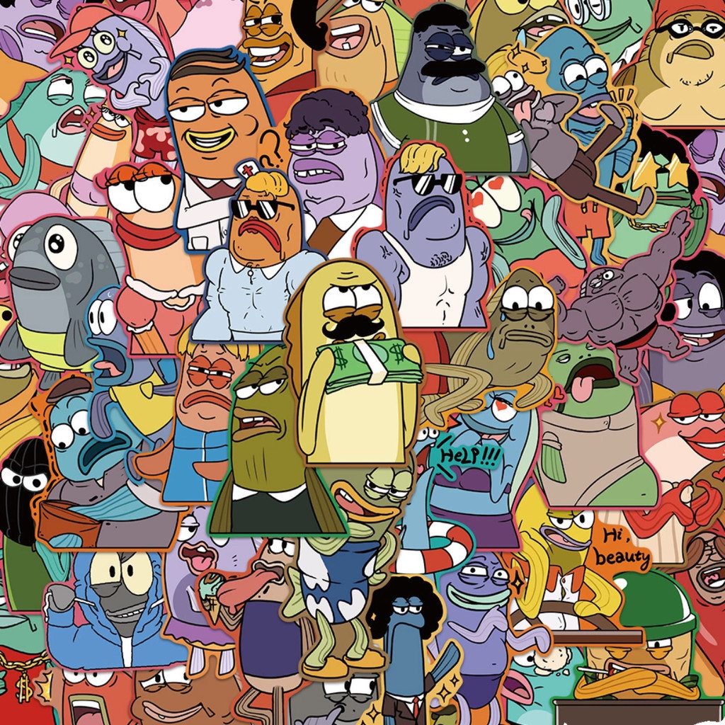 50pcs Bikini Bottom Funny Cartoon Stickers SpongeBob Creative ...