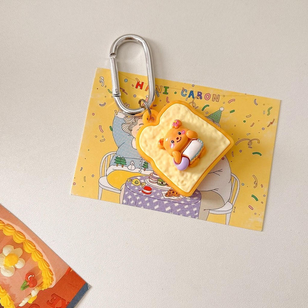 Cute Bread Waterproof Silicone AirTag Keychain Case Air Tag Holder ...