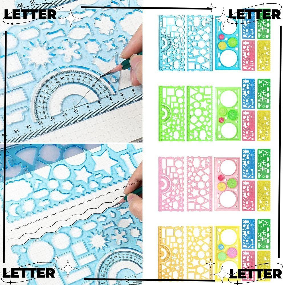 LETTER 7PCS/Set Ruler Students Gift Oval Geometric Template Curve ...