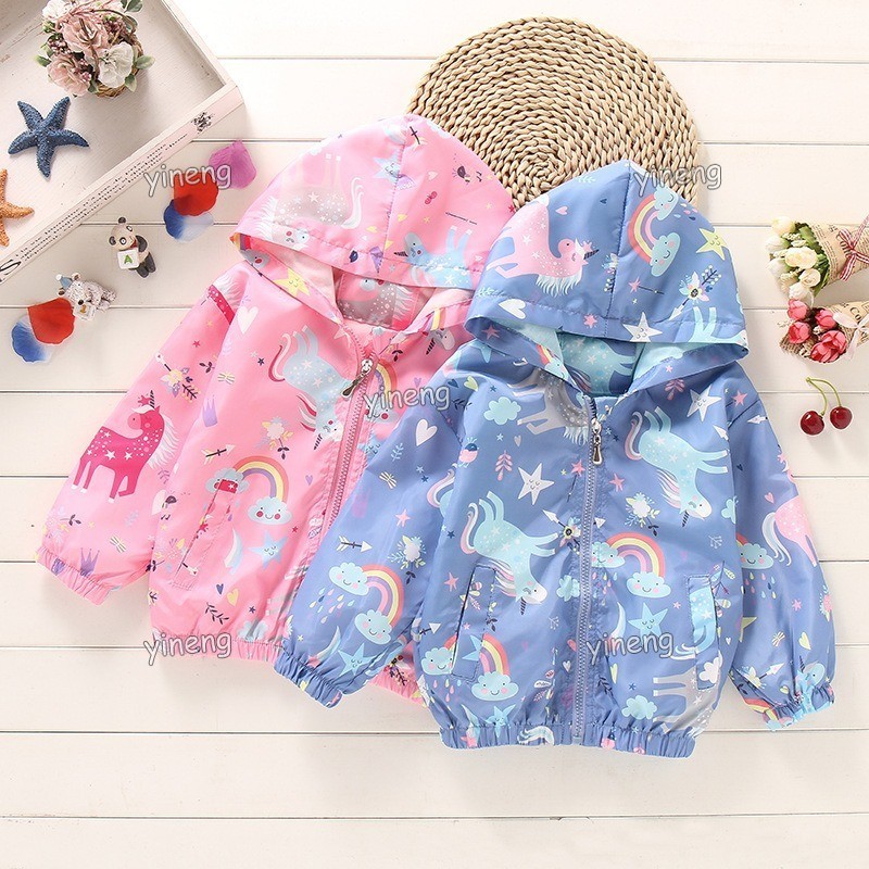 Jacket Baby Boy Clothes Girl Raincoat Children Outerwear Hooded Girls Coats  Unicorn Jacket Windbreaker