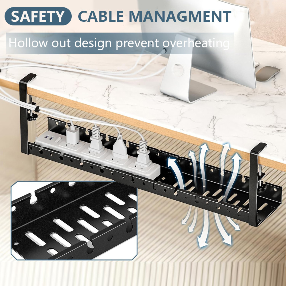 Retractable Under Desk Cable Management Tray Clamp Mounted for Home ...