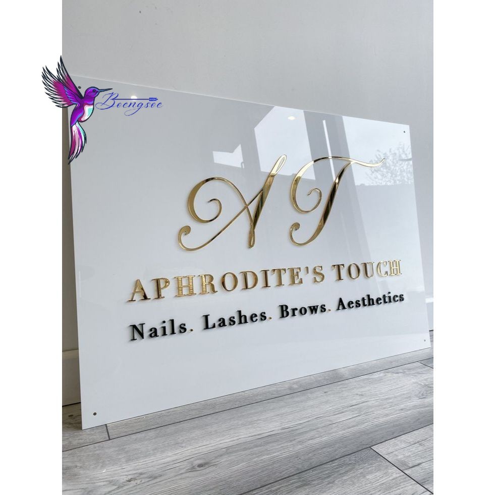Custom embossed mirror logo Acrylic Shop Name Plate Custom Acrylic ...