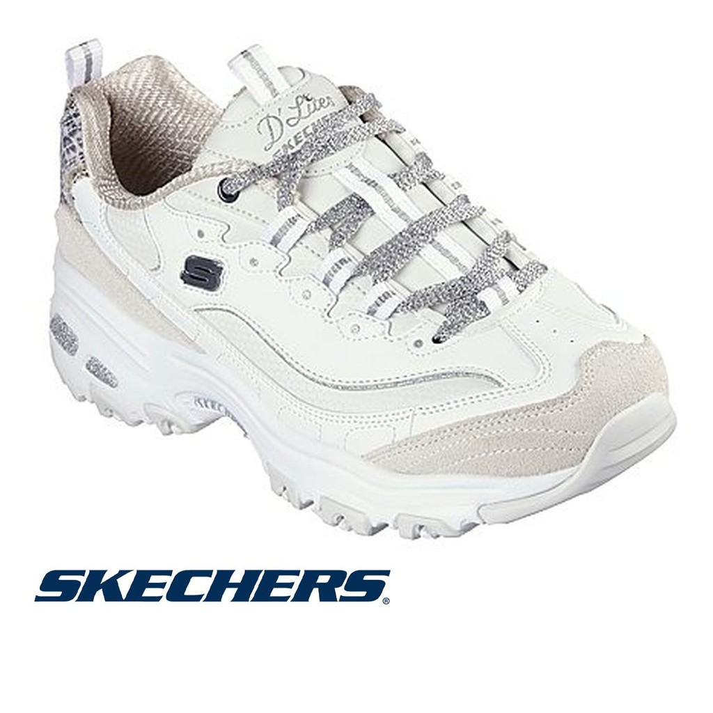 Skechers Womens D'Lites Animal Layered Qtr Webbing Eyelet Sparkle Trim ...
