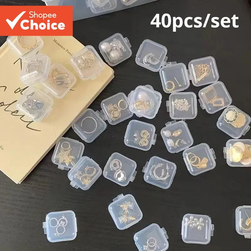 40pcs/set Mini Clear Plastic Storage Box Jewelr y Storage Case ...
