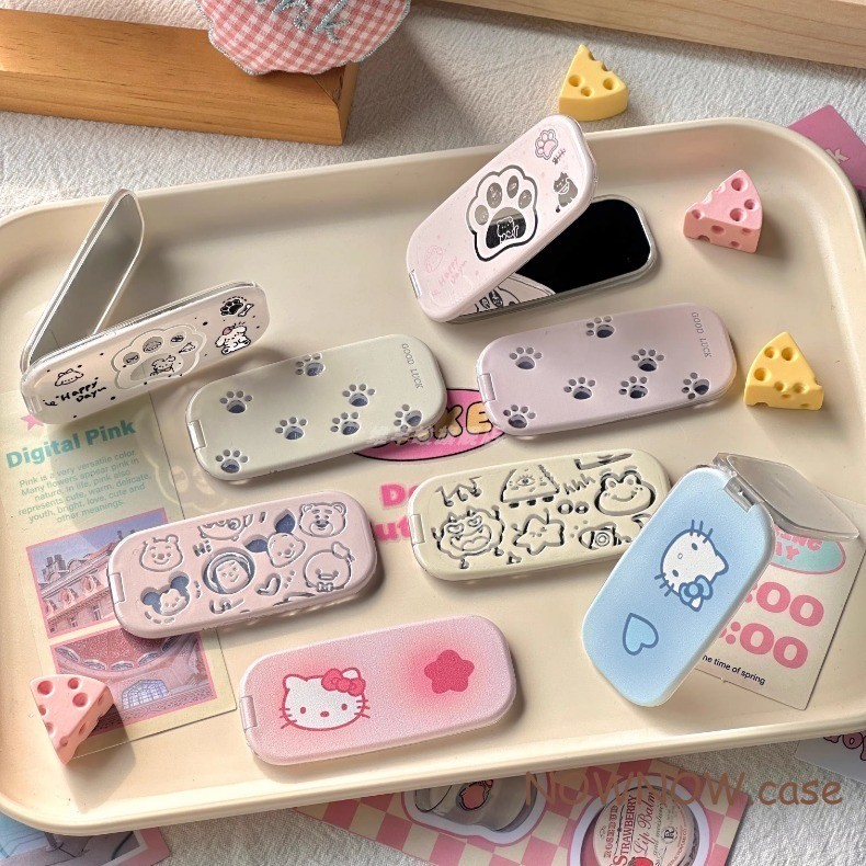 For All phones Cartoon Cute Animal Cat Claw Adhesive Makeup Mirror ...