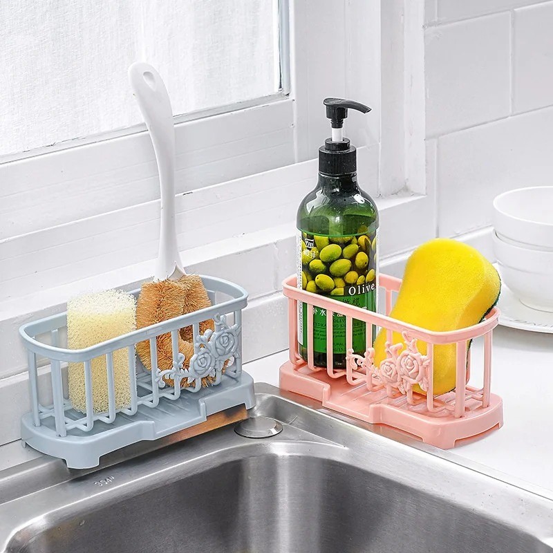 Kitchen Sink Drain Rack Sponge Storage Basket Countertop Cleaning Rack Home  Dishcloth Holder Shelf