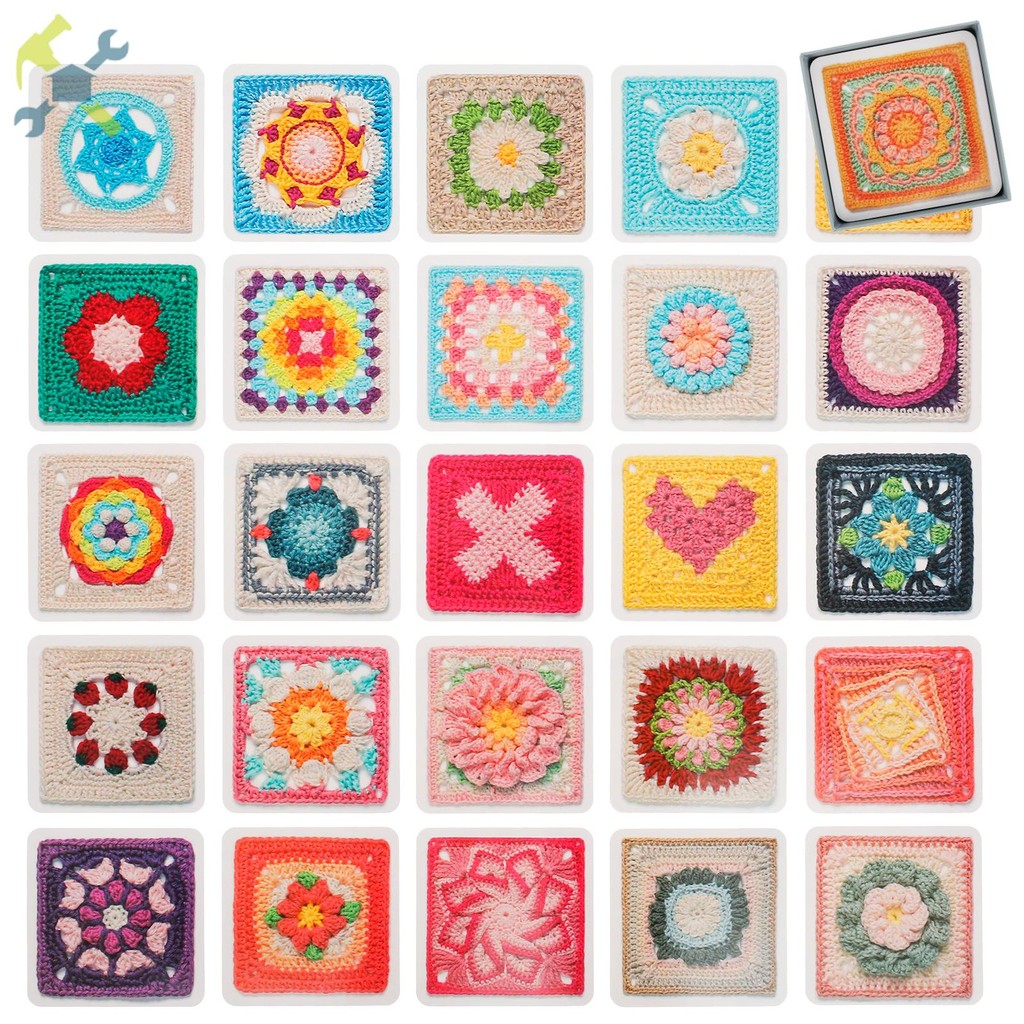 Granny Squares Crochet Cards Portable Pretty Crochet Patterns Card Deck ...