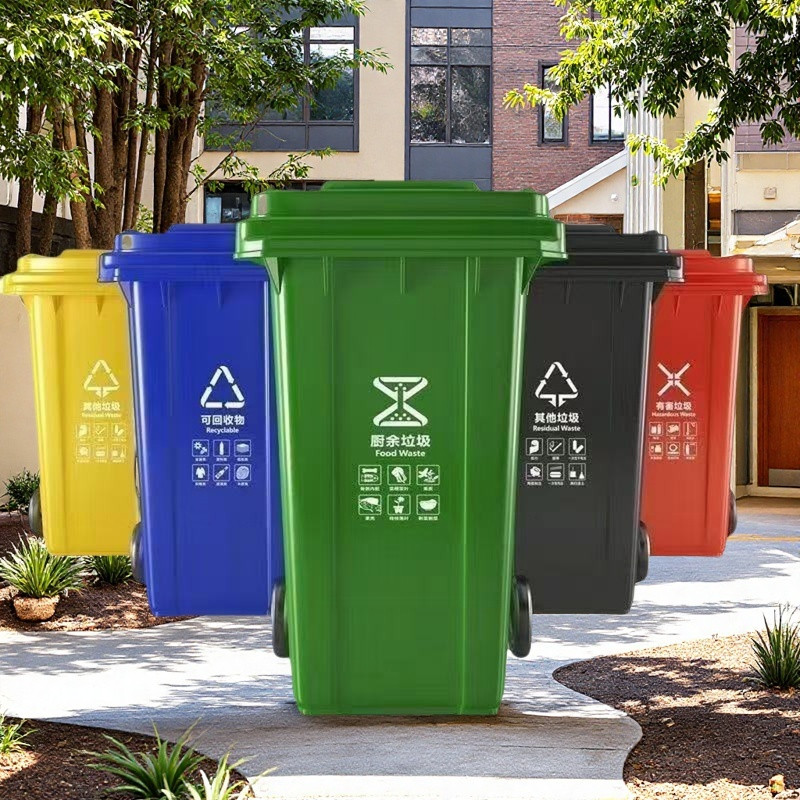 100L/120L/240L Wheeled trash cans, outdoor large trash cans with covers ...