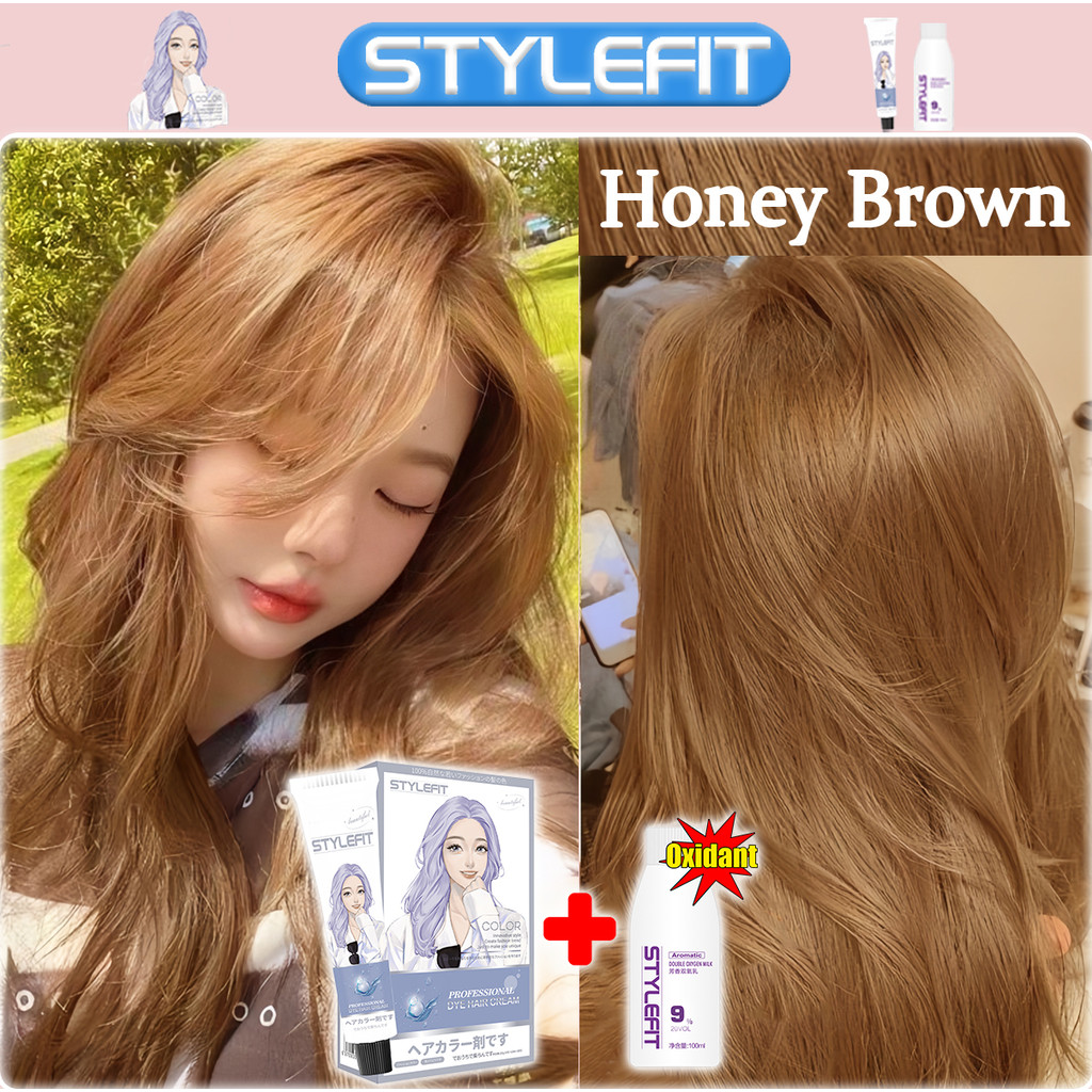 STYLEFIT Hair Color Honey Brown(100ml Hair Dye+100ml Oxidant) | Shopee ...