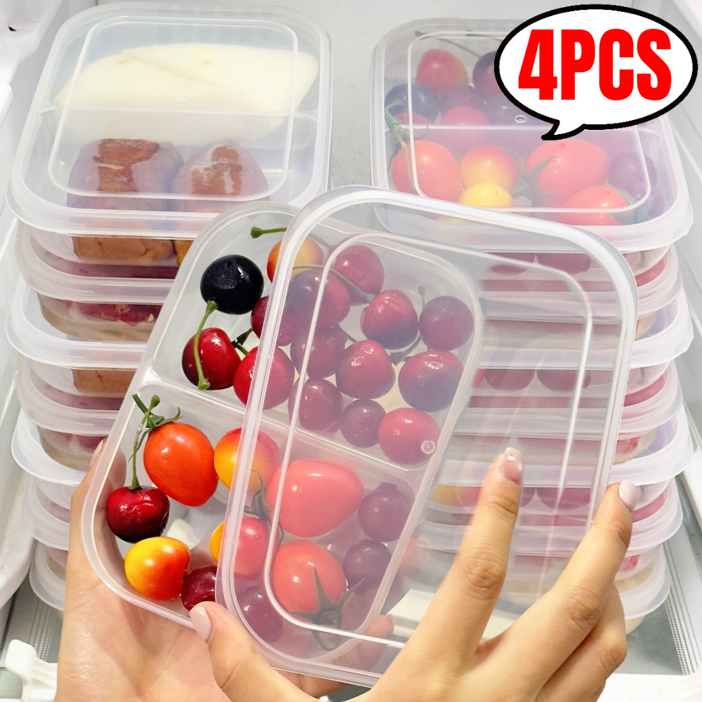 Double-compartment PP Refrigerator Food Storage Box Rectangular ...