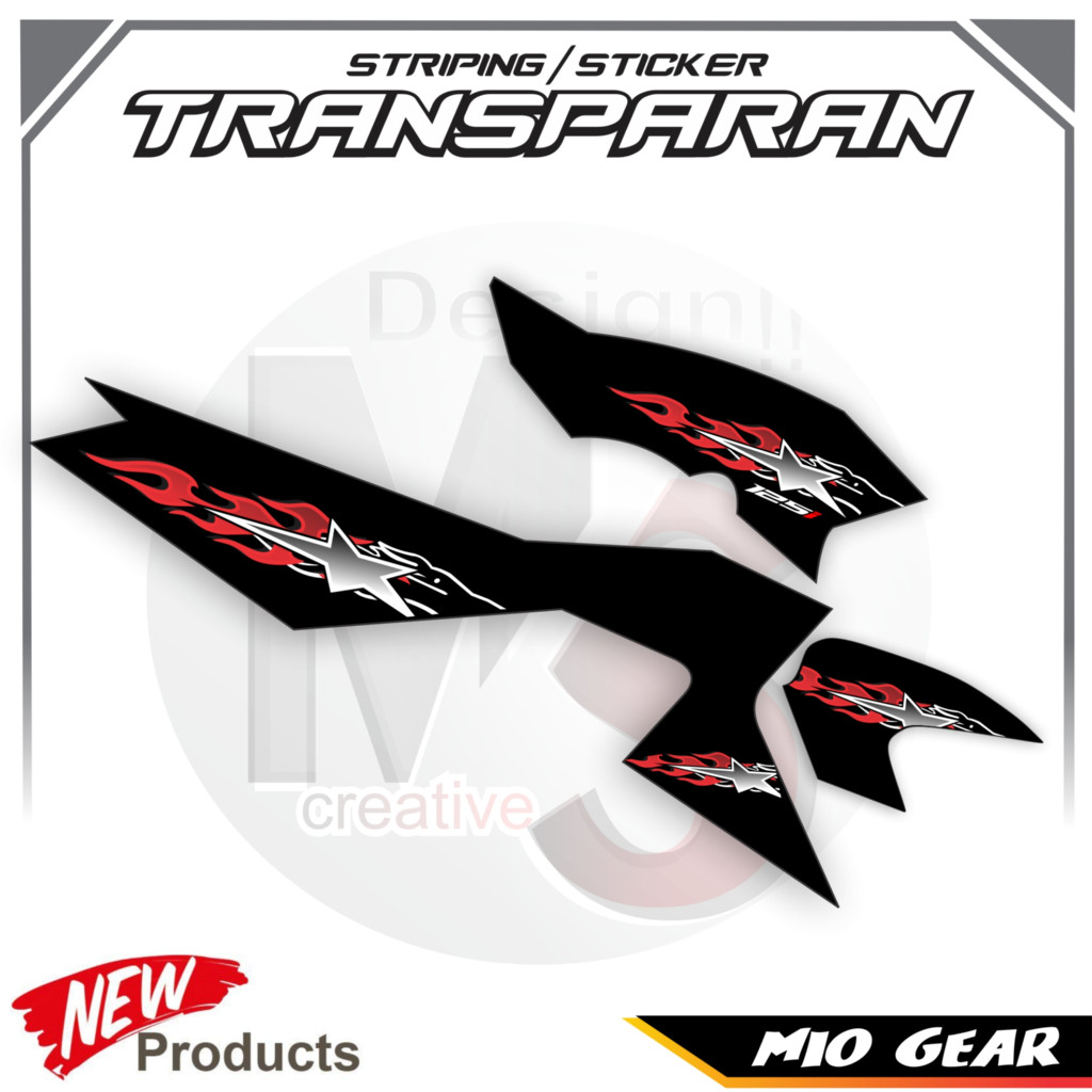 CLEAR TRANSPARENT VARIATION STIPING MIO GEAR DESIGN APII NEW STICKER Y1 ...