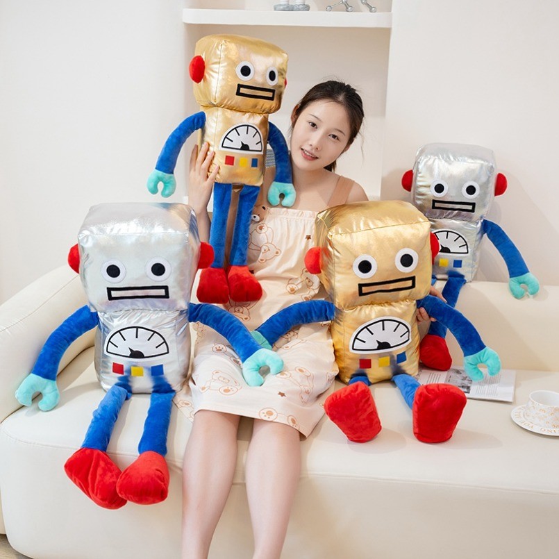 60/80cm Stuffed Toy Golden Silver Robot Plush Doll Toy Birthday Valentine  Christmas Gift