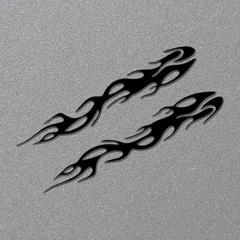 2 PCS Burning Fire Sticker for Motorcycle Stickers Waterproof Decals ...