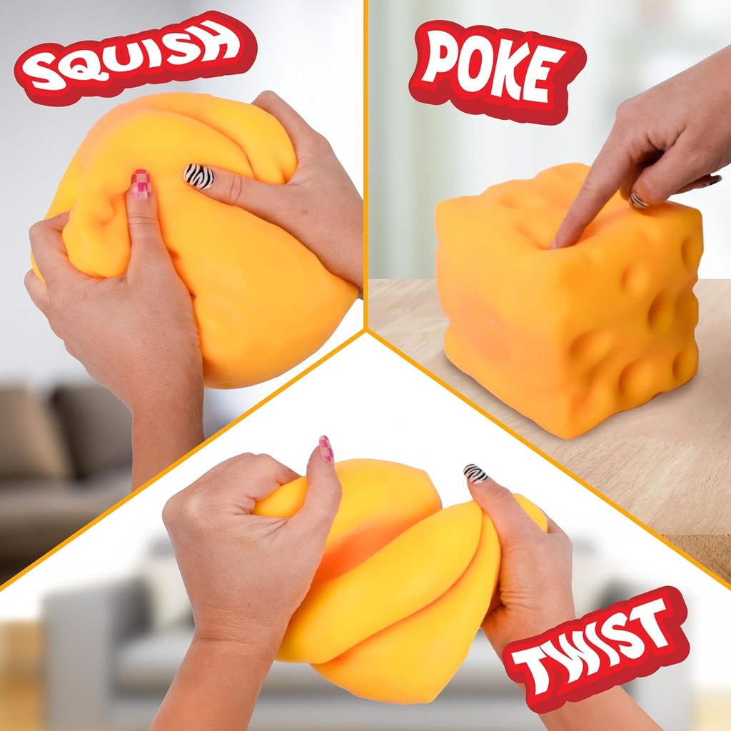 Extra Large Squishy Squeeze Cheese Block, Gag Gifts Funny Adult