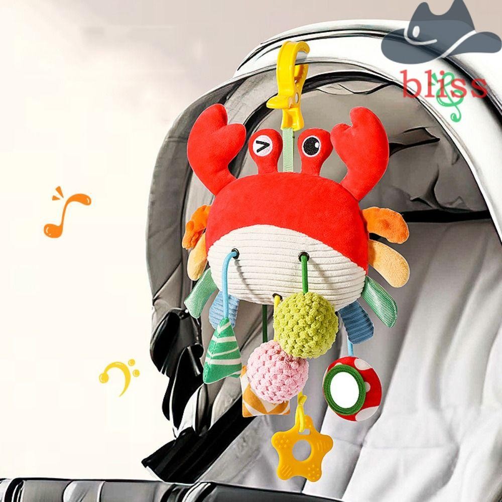 BLISS Baby Pull String Toys, Crab-shaped with Clamp Plush Stuffed ...