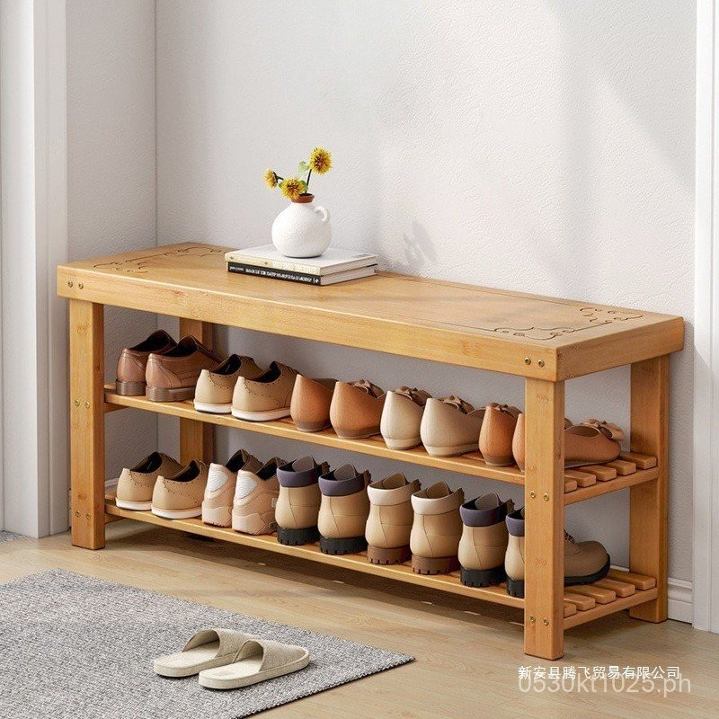 Entryway Bench with Integrated Shoe Rack, Home Shoe Changing Bench ...