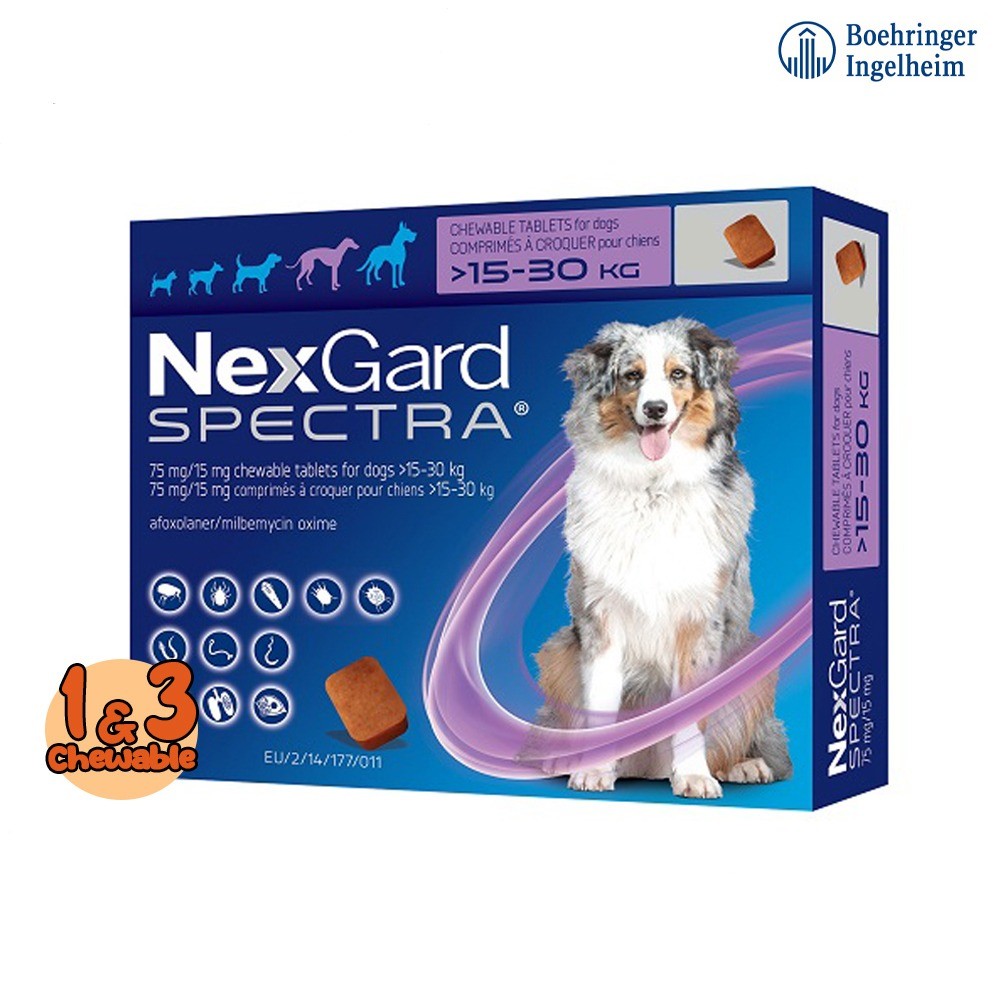 Nexgard Spectra Anti Tick Flea Mange and Deworming Chewables for Dogs ...