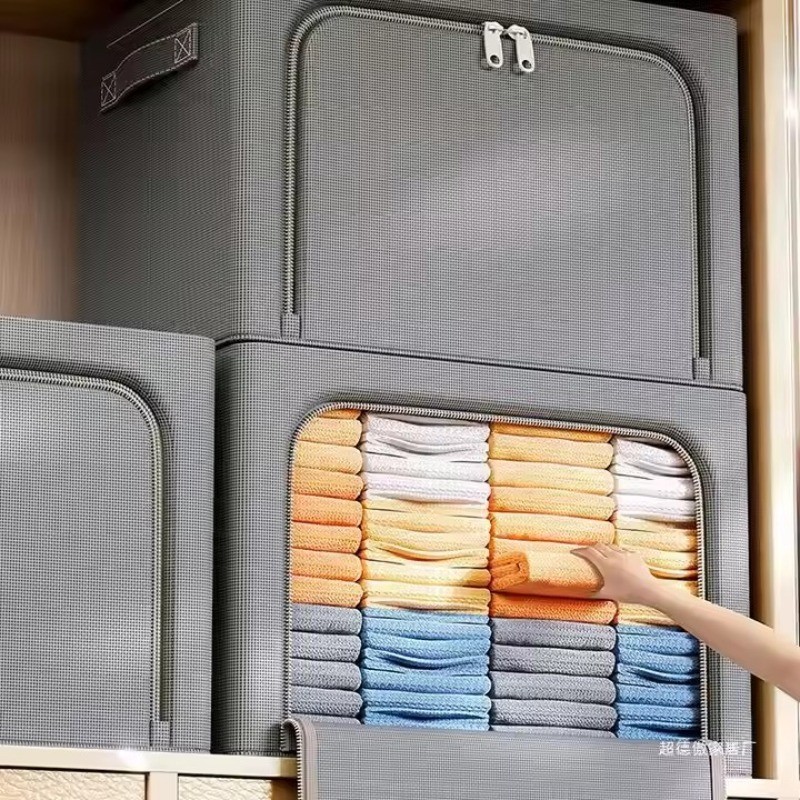 Large Capacity Foldable Oxford Cloth Storage Box Steel Frame Stackable ...