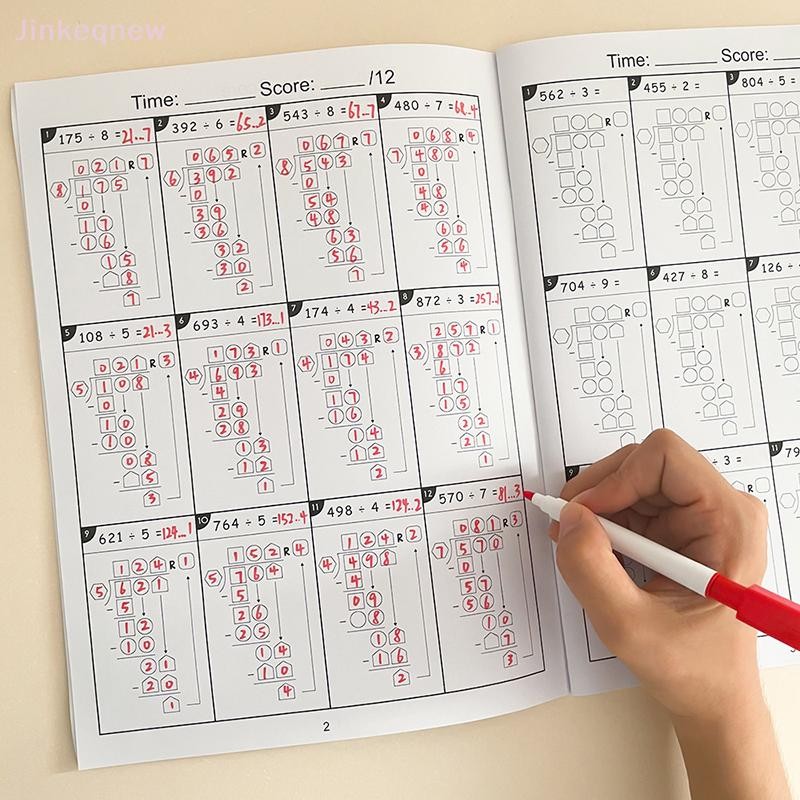 JIN 1 Piece Long Division Math Practice Worksheet Test Notebook 2 Digit ...