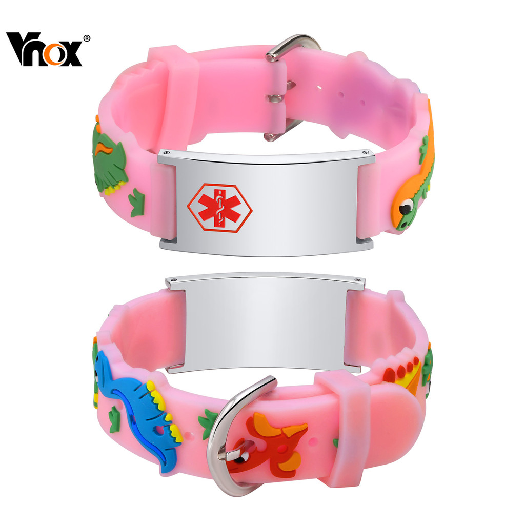 Medical Bracelets Rubber Id Bracelets Vnox Kids Personalized
